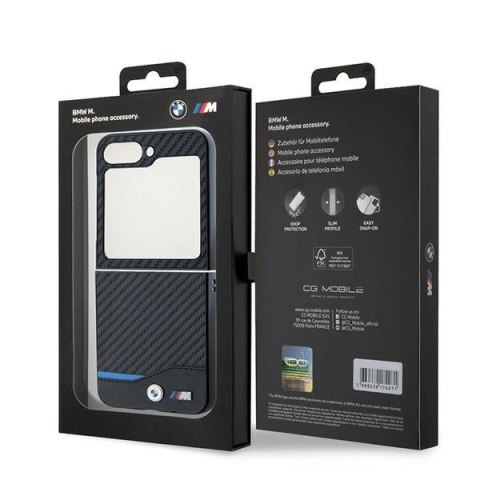 Etui BMW Carbon Blue Line na Samsung Galaxy Z Flip 6 - czarne
