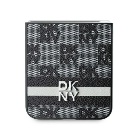 Etui DKNY Chequered Pattern Printed Stripes na Samsung Galaxy Z Flip 6 - czarne Etui DKNY Chequered Pattern Printed Stripes na Samsung Galaxy Z Flip 6 - czarne