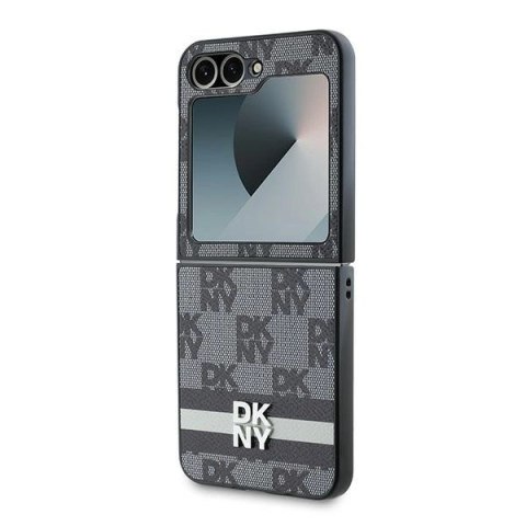 Etui DKNY Chequered Pattern Printed Stripes na Samsung Galaxy Z Flip 6 - czarne Etui DKNY Chequered Pattern Printed Stripes na Samsung Galaxy Z Flip 6 - czarne