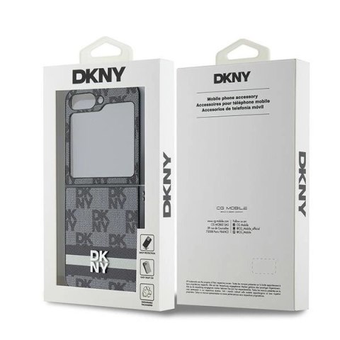 Etui DKNY Chequered Pattern Printed Stripes na Samsung Galaxy Z Flip 6 - czarne Etui DKNY Chequered Pattern Printed Stripes na Samsung Galaxy Z Flip 6 - czarne