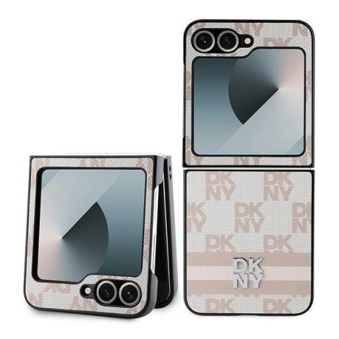 Etui DKNY Chequered Pattern Printed Stripes na Samsung Galaxy Z Flip 6 - różowe Etui DKNY Chequered Pattern Printed Stripes na Samsung Galaxy Z Flip 6 - różowe