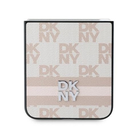 Etui DKNY Chequered Pattern Printed Stripes na Samsung Galaxy Z Flip 6 - różowe Etui DKNY Chequered Pattern Printed Stripes na Samsung Galaxy Z Flip 6 - różowe