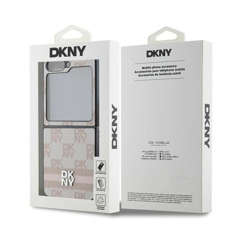 Etui DKNY Chequered Pattern Printed Stripes na Samsung Galaxy Z Flip 6 - różowe Etui DKNY Chequered Pattern Printed Stripes na Samsung Galaxy Z Flip 6 - różowe