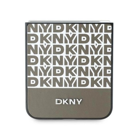 Etui DKNY Repeat Pattern Bottom Stripe na Samsung Galaxy Z Flip 6 - brązowe Etui DKNY Repeat Pattern Bottom Stripe na Samsung Galaxy Z Flip 6 - brązowe