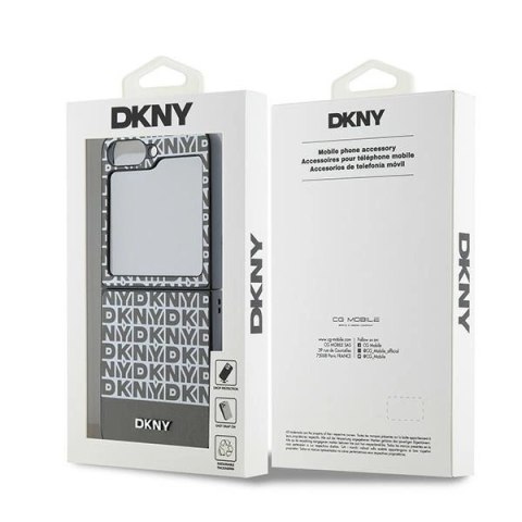 Etui DKNY Repeat Pattern Bottom Stripe na Samsung Galaxy Z Flip 6 - brązowe Etui DKNY Repeat Pattern Bottom Stripe na Samsung Galaxy Z Flip 6 - brązowe