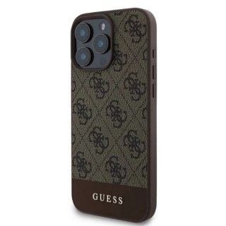 Etui Guess 4G Bottom Stripe na iPhone 16 Pro Max - brązowe