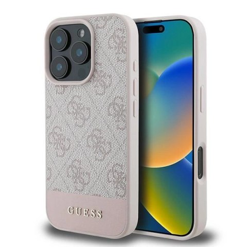 Etui Guess 4G Bottom Stripe na iPhone 16 Pro Max - różowe
