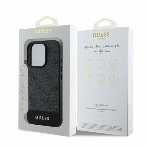 Etui Guess 4G Bottom Stripe na iPhone 16 Pro Max - szare
