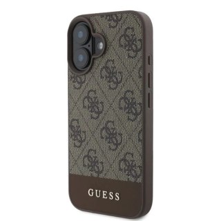 Etui Guess 4G Bottom Stripe na iPhone 16 - brązowe