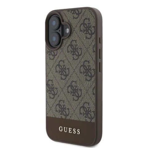 Etui Guess 4G Bottom Stripe na iPhone 16 - brązowe