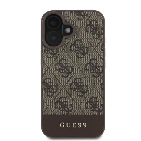 Etui Guess 4G Bottom Stripe na iPhone 16 - brązowe