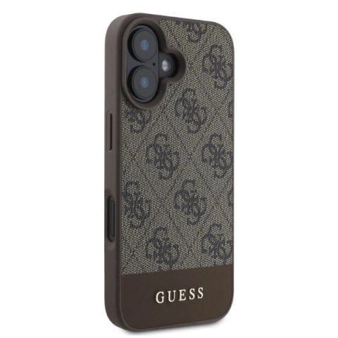 Etui Guess 4G Bottom Stripe na iPhone 16 - brązowe