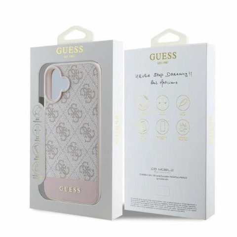Etui Guess 4G Bottom Stripe na iPhone 16 - różowe
