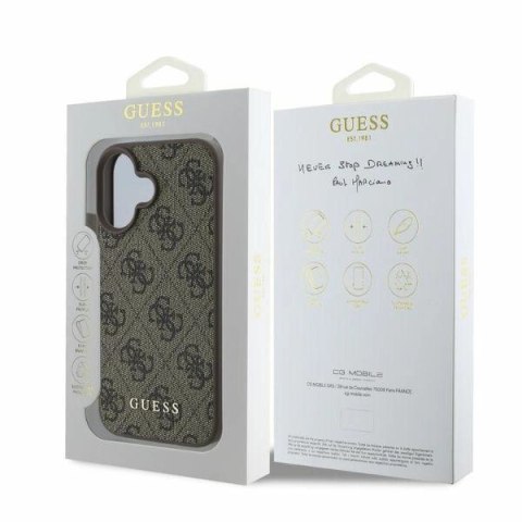 Etui Guess 4G Classic na iPhone 16 - brązowe