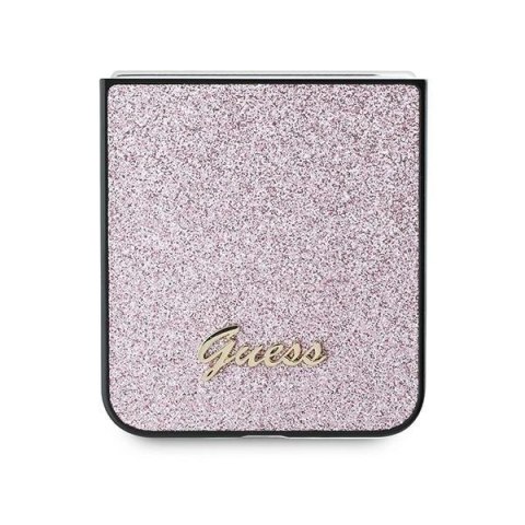 Etui Guess 4G Glitter Script na Samsung Galaxy Z Flip 6 - różowe