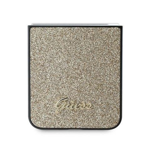Etui Guess 4G Glitter Script na Samsung Galaxy Z Flip 6 - złote
