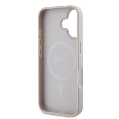 Etui Guess 4G Printed Stripes MagSafe na iPhone 16 Plus - różowe