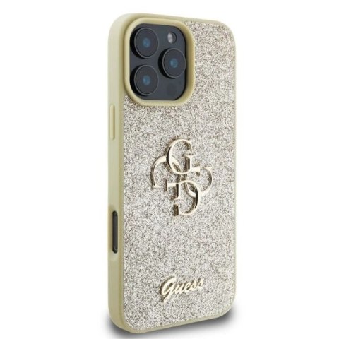 Etui Guess Fixed Glitter Big 4G na iPhone 16 Pro Max - złote