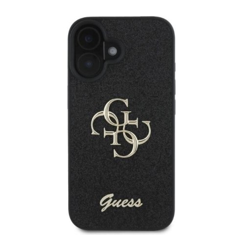 Etui Guess Fixed Glitter Big 4G na iPhone 16 - czarne