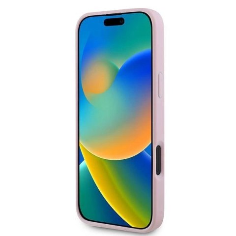 Etui Guess Grained Gold Ring MagSafe na iPhone 16 Plus - różowe