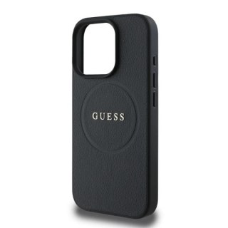 Etui Guess Grained Gold Ring MagSafe na iPhone 16 Pro - czarne