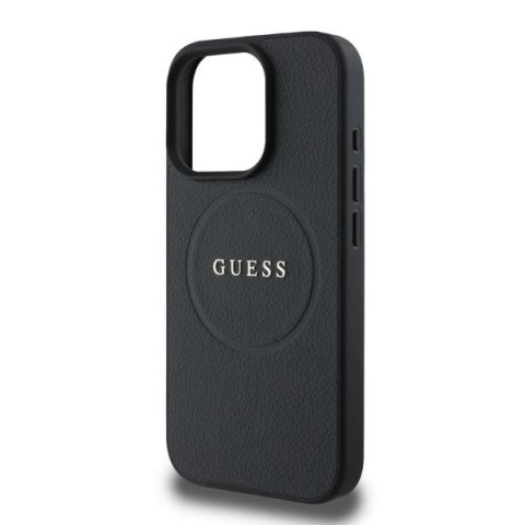 Etui Guess Grained Gold Ring MagSafe na iPhone 16 Pro - czarne