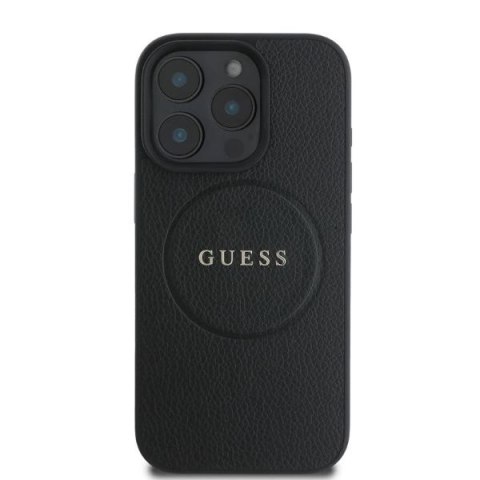 Etui Guess Grained Gold Ring MagSafe na iPhone 16 Pro - czarne