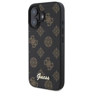 Etui Guess Peony Script MagSafe na iPhone 16 - czarne