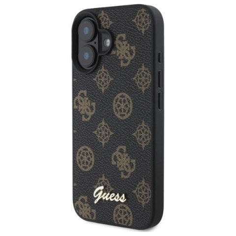 Etui Guess Peony Script MagSafe na iPhone 16 - czarne