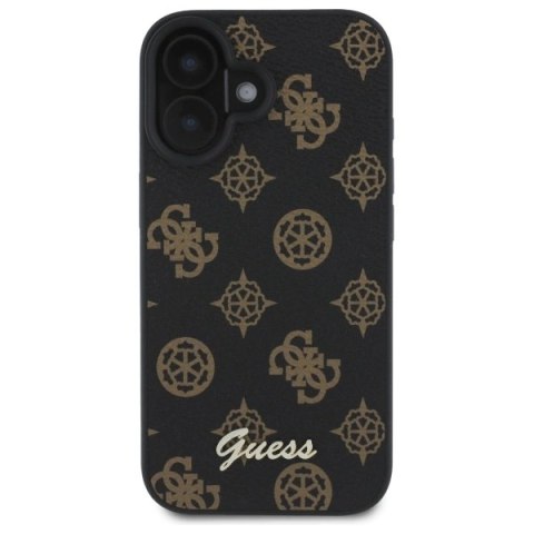 Etui Guess Peony Script MagSafe na iPhone 16 - czarne