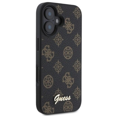 Etui Guess Peony Script MagSafe na iPhone 16 - czarne