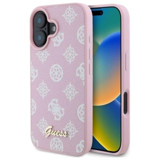 Etui Guess Peony Script MagSafe na iPhone 16 - różowe
