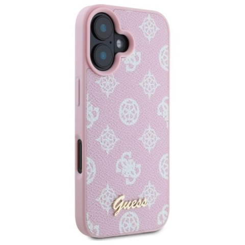 Etui Guess Peony Script MagSafe na iPhone 16 - różowe