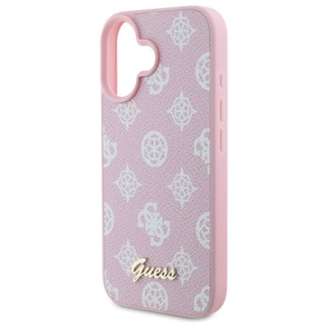 Etui Guess Peony Script MagSafe na iPhone 16 - różowe
