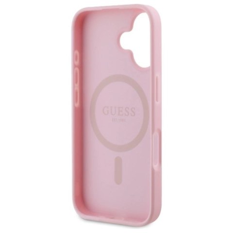 Etui Guess Peony Script MagSafe na iPhone 16 - różowe