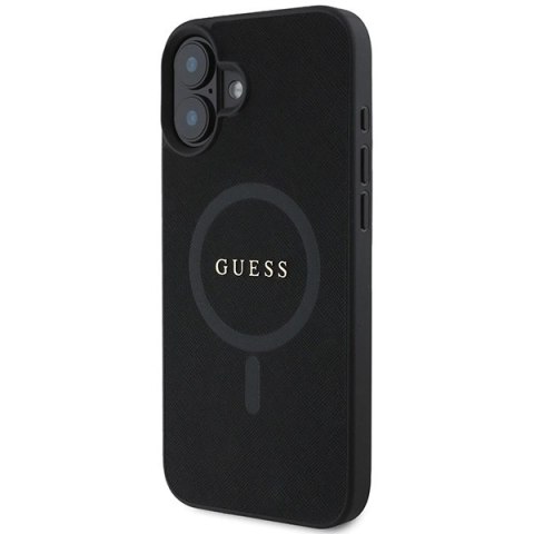 Etui Guess Saffiano Classic Logo MagSafe na iPhone 16 Plus - czarne Etui Guess Saffiano Classic Logo MagSafe na iPhone 16 Plus - czarne