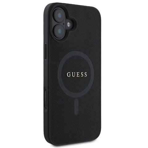 Etui Guess Saffiano Classic Logo MagSafe na iPhone 16 Plus - czarne Etui Guess Saffiano Classic Logo MagSafe na iPhone 16 Plus - czarne