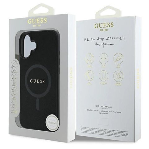 Etui Guess Saffiano Classic Logo MagSafe na iPhone 16 Plus - czarne Etui Guess Saffiano Classic Logo MagSafe na iPhone 16 Plus - czarne