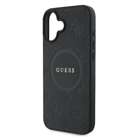 Etui Guess Saffiano Peony Classic Logo MagSafe na iPhone 16 Plus - czarne