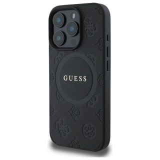 Etui Guess Saffiano Peony Classic Logo MagSafe na iPhone 16 Pro - czarne