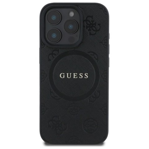 Etui Guess Saffiano Peony Classic Logo MagSafe na iPhone 16 Pro - czarne