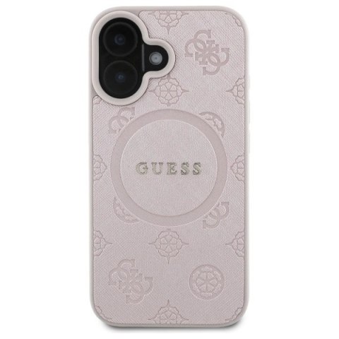 Etui Guess Saffiano Peony Classic Logo MagSafe na iPhone 16 - różowe