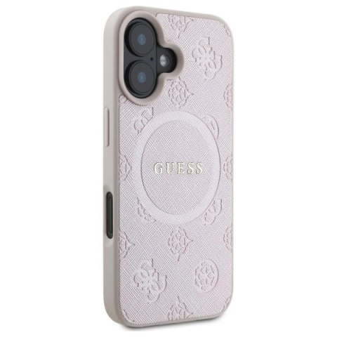 Etui Guess Saffiano Peony Classic Logo MagSafe na iPhone 16 - różowe