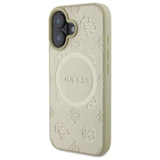 Etui Guess Saffiano Peony Classic Logo MagSafe na iPhone 16 - złote
