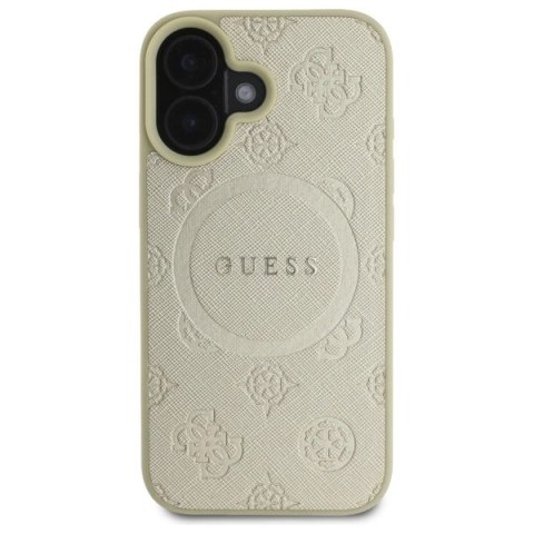 Etui Guess Saffiano Peony Classic Logo MagSafe na iPhone 16 - złote