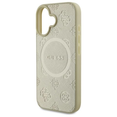 Etui Guess Saffiano Peony Classic Logo MagSafe na iPhone 16 - złote