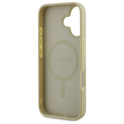 Etui Guess Saffiano Peony Classic Logo MagSafe na iPhone 16 - złote