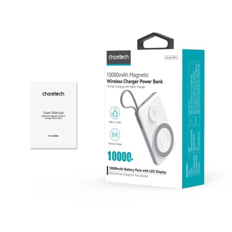 CHOETECH 10000mAh LED display power bank with Type-c and lightning port cable with magnetic wireless charger for Mobile and watc CHOETECH 10000mAh LED display power bank with Type-c and lightning port cable with magnetic wireless charger for Mobile and watc