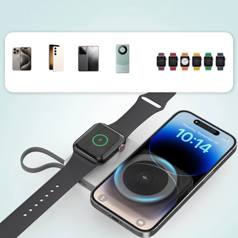 CHOETECH 10000mAh LED display power bank with Type-c and lightning port cable with magnetic wireless charger for Mobile and watc CHOETECH 10000mAh LED display power bank with Type-c and lightning port cable with magnetic wireless charger for Mobile and watc
