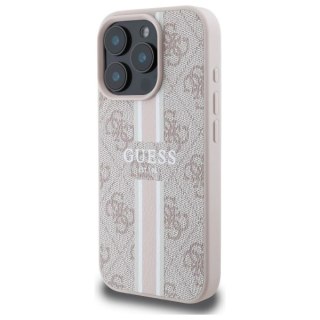 Etui Guess 4G Printed Stripes MagSafe na iPhone 16 Pro Max - różowe